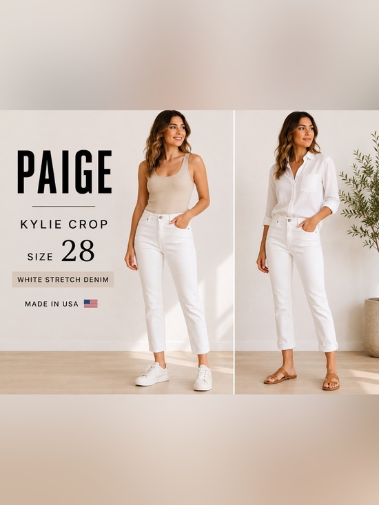 PAIGE Denim - PAIGE Kylie Crop White Jeans Size 28 Made in USA Stretch Denim